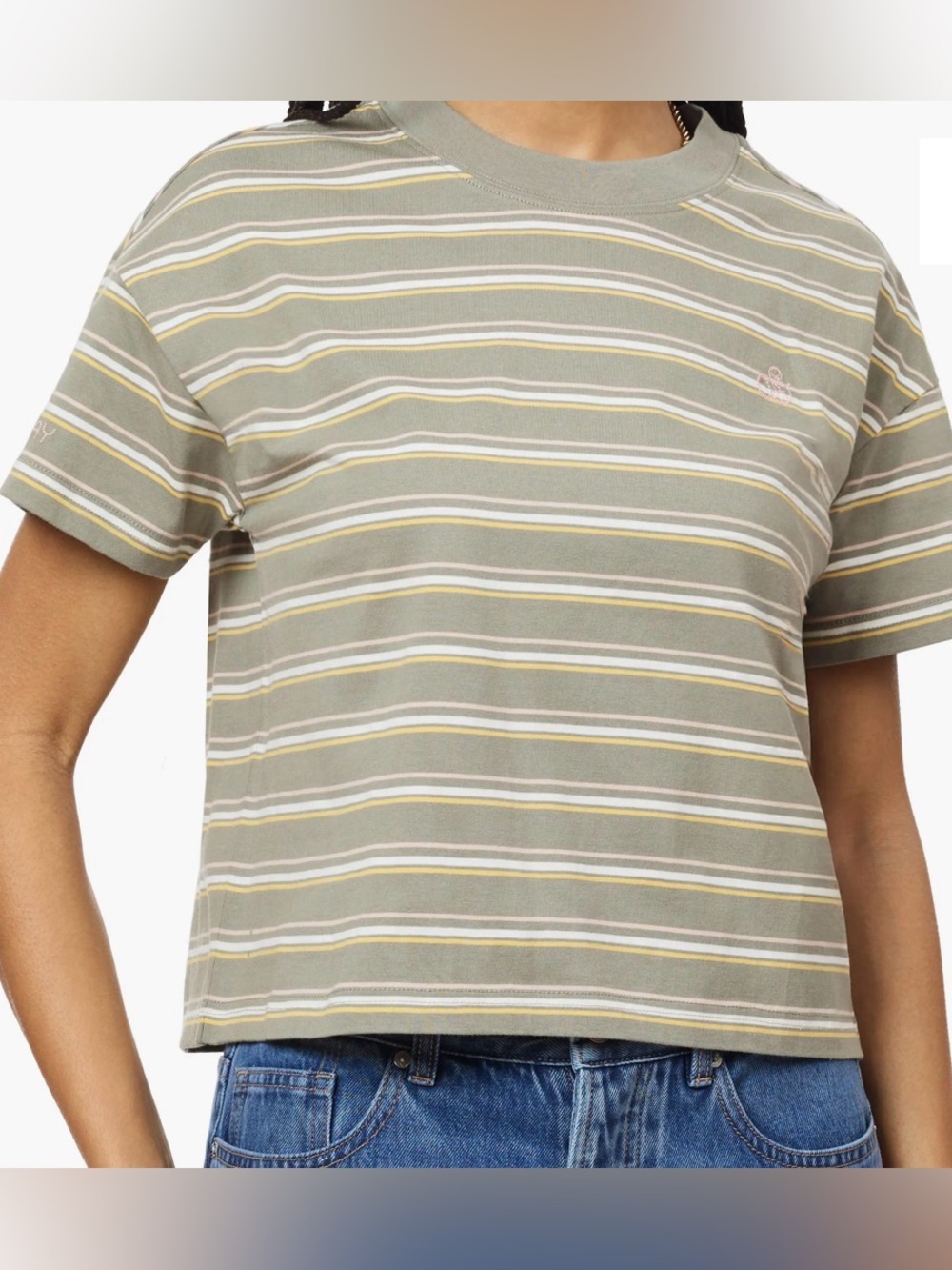 Scotch & Soda Amsterdam Tee-light green with Pink/White/Yellow stripes. Sz S
